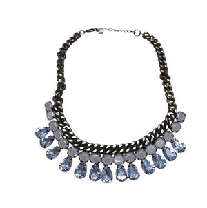 LOFT Signed Vintage Whimsigoth Collar Necklace Smokey Beige & Clear Crystals 90s